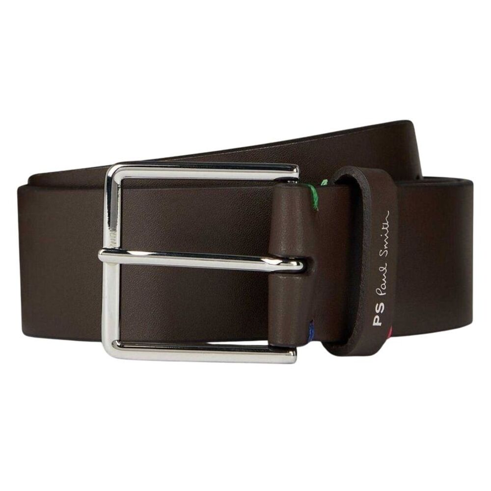 Paul Smith Mens Leather Contrast Stitch Belt / Brown